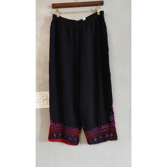 Chicos Design Pants Women's Size 3 (XL),Rayón, Embroidery, Black ,Straingh Legs. - Picture 8 of 9